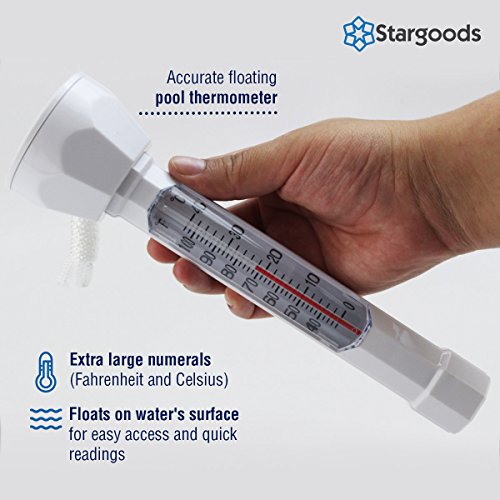 Stargoods Pool Skimmer - Heavy Duty Cleaner Tool & Net Bag Leaf Cleaning & Floating Thermometer Pack - Thumbnail 2
