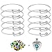 SHUHONEY 10pcs Expandable Wire Blank Bangle Bracelet for DIY Jewelry Making, Stainless Steel Tone 65mm Cage Bracelet for Women