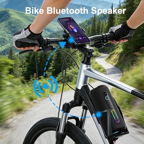 YOLOEMOT T13 Portable Bluetooth Speaker, 24W Stereo Sound Deep Bass, IPX7 Waterproof, 12H Playtime, Bluetooth 5.3, TWS Pairing, RGB Light for Shower Camping Beach Outdoor (Black)