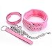 AOTENG STAR PU Leather Fur Collars Choker with Chain Detachable Leash for Women-Pink