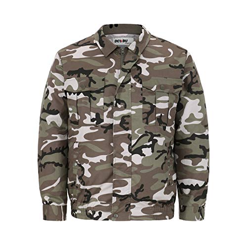 DEWBU Workwear Equipped Cooling Jacket Fan with Battery Pack for Summer Outdoors Air-Conditioned Clothes (Camouflage Suit, Medium)
