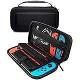 Carrying Case for Nintendo Switch, Portable Hard Shell Travel Case for Nintendo Switch Console &amp; Accessories with Soft Lining, 19 Game Card Holders and 2 Micro SD Cartridges, Waterproof and Protective