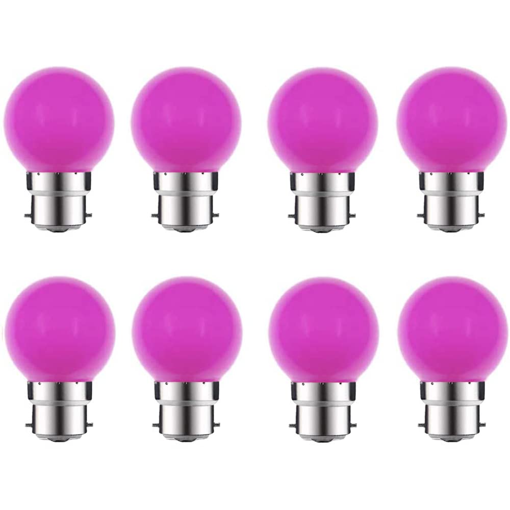 ZFQ 8 Pack B22 Bayonet Colored LED Light Bulbs 2W G45 Golf Ball Mini Globe Bulb Lighting Bulbs,Purple for Outdoor Indoor String Patio Garden Party Christmas, Tree, Fairy Party Night Lights