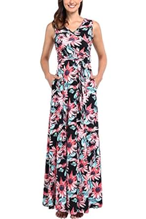 V neck floral dress with pockets size