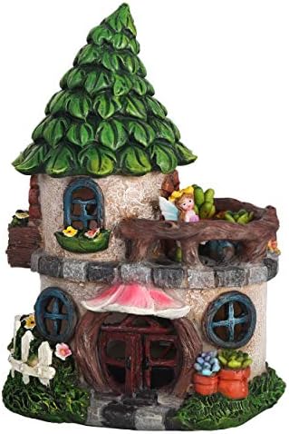 TERESA’S COLLECTIONS 8.7 Inch Fairy Backyard Home Statues Out of doors Cottage Sculptures with Photo voltaic Lights, Polyresin Backyard Collectible figurines for Out of doors Patio Garden Yard Decorations (Resin)