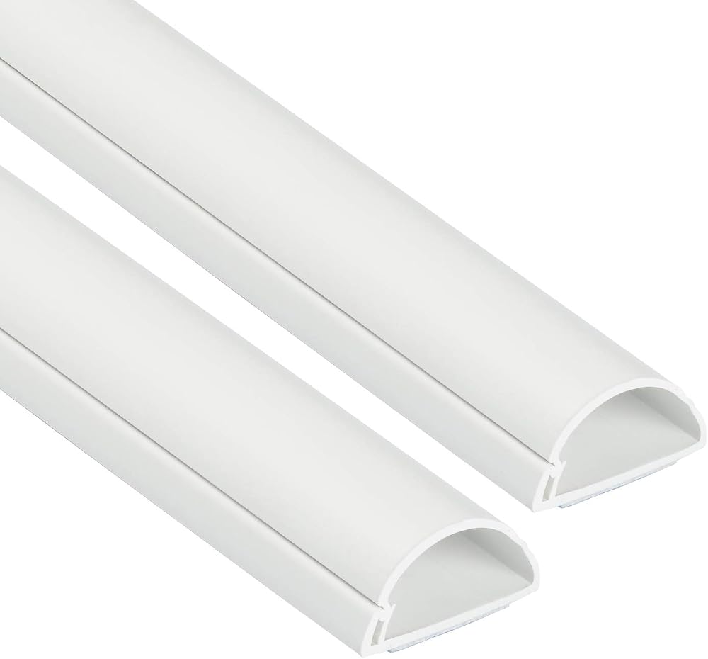 D-Line 30x15mm Cable Trunking 2m Pack Half Round Self-Adhesive White