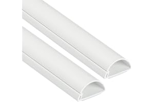D-Line Half Round Cord Hider, Patented Cable Cover, Hide TV Wall Mount Wires, Raceway for Cords, Decorative Wire Covers, Paintable, Adhesive Cable Concealer - 2X 1.18in W x 0.59in H x 39in L - White