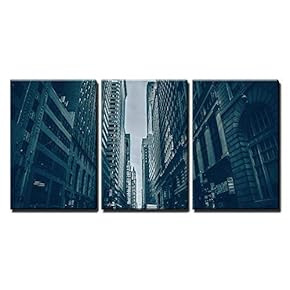 3 Piece Canvas Wall Art - Cars in City Street - Modern Home Art Stretched and Framed Ready to Hang - 16"x24"x3 Panels