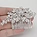 EVER FAITH Bridal Accessories for Women, Orchid Leaf Simulated Pearl Wedding Hair Comb for Bride, Bridesmaids Clear Austrian Crystal Silver-Tone