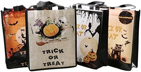 Vowol Halloween Trick or Treat Candy Bags – Halloween Tote Bags – Party Favor Pack of 4