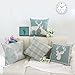 BLEUM CADE Set of 4 Decorative Throw Pillow Covers Cushion Couch Pillow Cover 100% Cotton Linen Deer Pattern for Home Office Car Sofa 18x18 inches (45x45 cm)