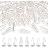 50Pcs White Pearl Teardrop Beads White Drop Shape Acrylic Long Beads 19x8mm Imitation Pearl Charms for DIY Craft Jewelry Necklace Bracelet Earring Keychain