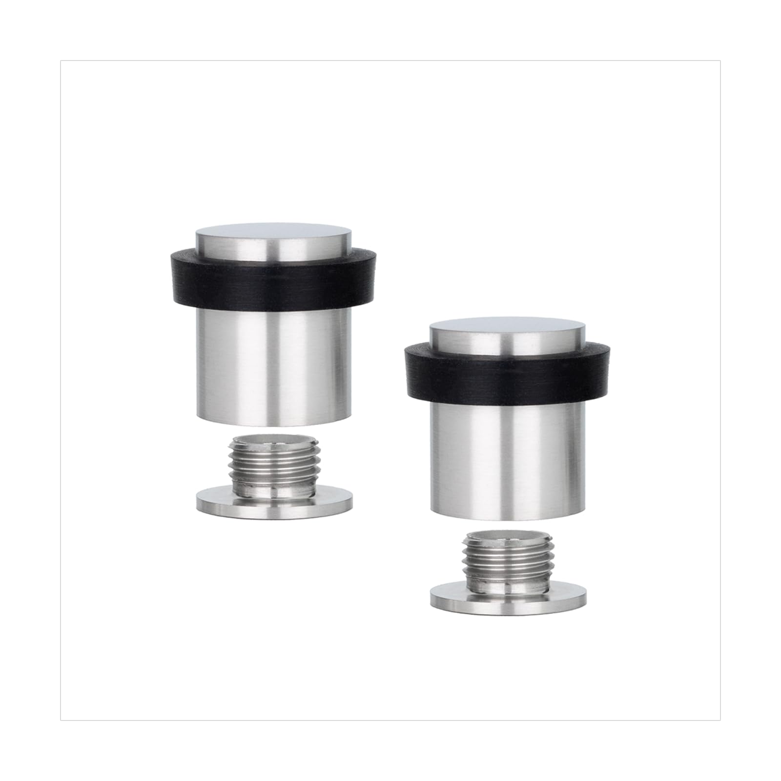 EVI Herrajes | Pack of 2 Stainless Steel Door Stops | Ø20x25mm | Floor Mounted | Silicone Protection | Includes Screw + Fastening Plug | Model I-181-CB