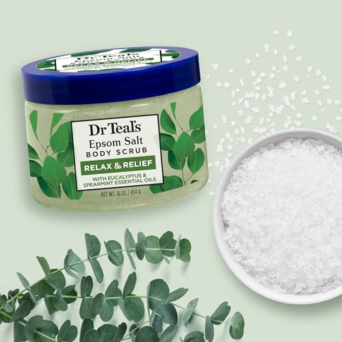 Dr Teal's Pure Epsom Salt Body Scrub, Relax & Relief with Eucalyptus & Spearmint Essential Oils, 16 oz (Pack of 3) - Image 6