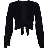 Zoyami Womens Sexy Tie Front Crop Top Long Sleeve Graphic Tee Shirt Clubwear