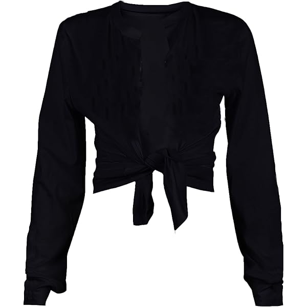 vblane Sexy Tie Front Crop Top for Women Long Sleeve Graphic Tee