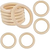 10 PCS 75mm Unfinished Wooden Rings for Craft, 3 Inch Nature Solid Wood for DIY Crafts Without Paint, Macrame Rings for Pendant and Connectors Jewelry Making