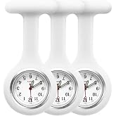 alladaga Set of 3 Nurse Fob Watches, Silicone Doctor Pocket Lapel Clip On Watches Gift