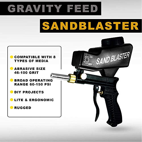 Gravity Feed Sandblasting Tools Air Sandblaster Tools Sand Spray Gu n For Rust Remove Sandblaster Air Tools - Blue