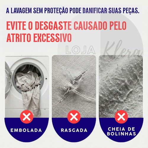 Kit 10 Sacos para Lavar Roupas Delicadas na Máquina, Reutilizável com Zíper Reforçado Proteção Total Contra Danos e Desgaste Ideal para Roupas Delicadas