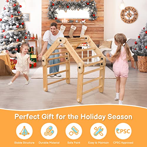 Dripex Pikler Triangle Climber with Ramp, 8 in 1 Foldable Wooden