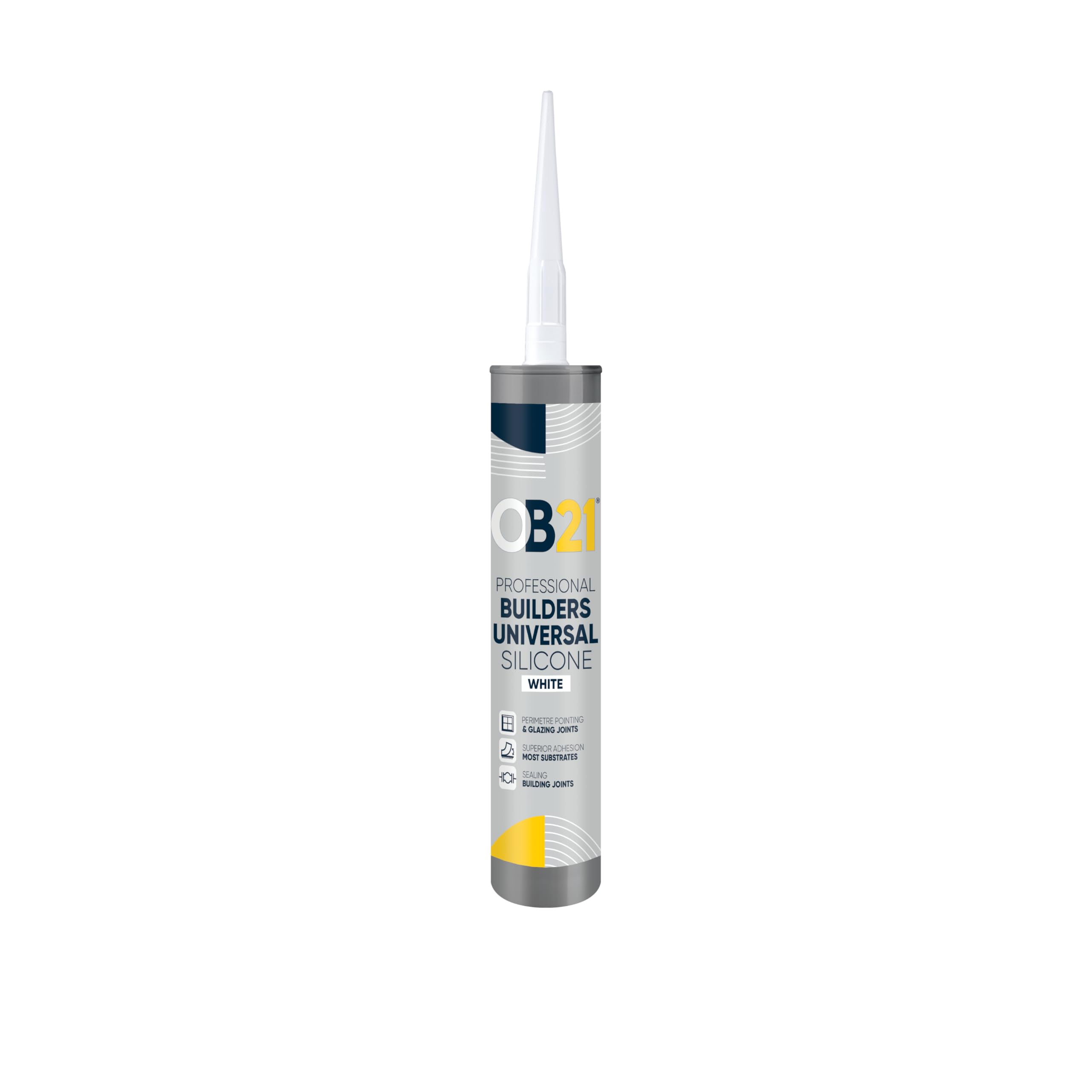 OB21 White Professional Builders Universal Silicone - Low Modulus - Neutral Curing - Waterproof - Weather & UV Resistant - 310ml