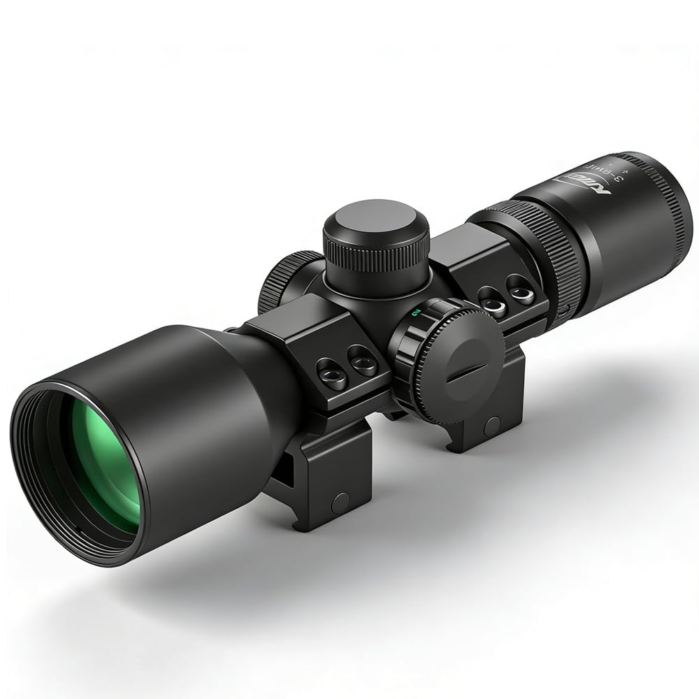 Paike 3-9x40 Compact Rifle Scope Tactical Rifle Optics Red Green Illuminated Mil-dot Reticle for Hunting