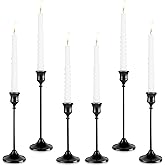Tunyet Candlestick Holders, 6PCS Metal Taper Candle Holder, Black Candle Holders for Candlesticks, Candle Holder for Wedding Fireplace Mantel Housewarming Gift