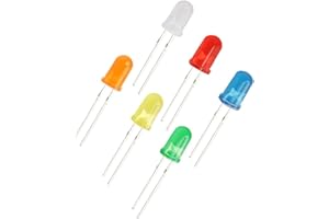 CO-RODE 120PCS 6 Color (20pcs x 6 Colors) 5mm Assorted Diffused LED Light Emitting Diode Light with White Red Blue Green Yellow Orange