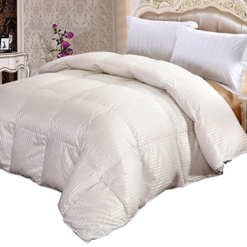 Royal Hotel Collection, Full/Queen, Silk 900-Thread Count White Goose Down Comforter 50oz, 750 fill power