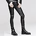 Devil Fashion Men's Stretch Tight PU Leather Pants Gothic Black Slim Trousers Chaparajos (L)
