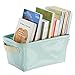mDesign Baby Nursery Organizer Storage Bin for Towels, Books, Diapers, Wipes - Vegan Patent Leather, Mint/Gold