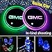 2pcs LED Car Logo Cup Holder Lights for GMC, 7 Colors Changing USB Charging Mat Luminescent Cup Pad, LED Interior Atmosphere Lamp Decoration Light. (GMC)