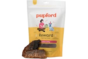 Pupford Salmon Jerky Treats for Dogs for Large & Small Dogs of All Ages | Made in USA, 100% Real Meat & No Fillers | Dogs Love These Tasty Dog Snacks (Salmon 8 oz)