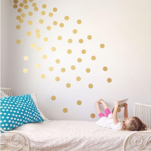 Vinyl Polka Dot Removable Wall Decals (Gold, 2")