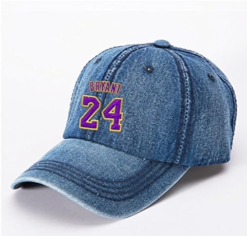 Kobe 24 Number Forever Bryant golg Hat Embroidery Adjustable Baseball Cap Hat Blue Washed Dyed
