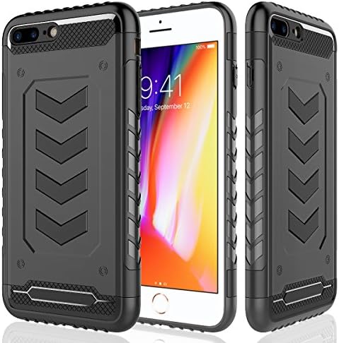 iPhone 6 Plus Case,iPhone 6s Plus Case,Grealthy Hybrid Soft Inner TPU Hard PC Back Cover Military Grade Extreme Drop Tested Heavy Duty Protective Cover [Shock Reduction] Dual Layer Case - Black
