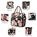 LOKASS Cooler Tote Insulated Box Water-Resistant Thermal Soft Leak Proof Liner Lunch Bags with Wide-Open for Women (P, Peony, Black Peony