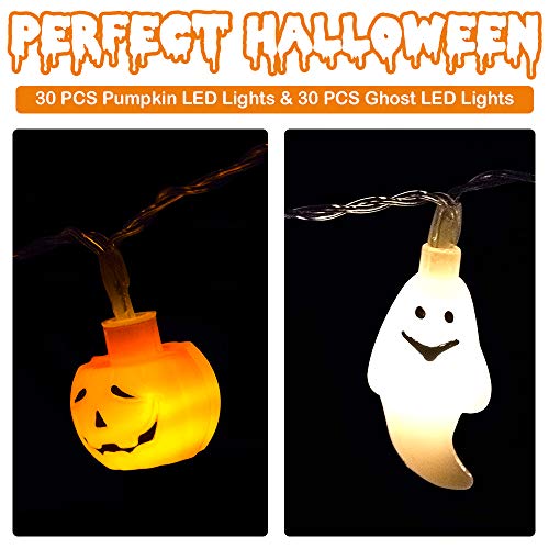 HueLiv-Halloween-Decorations-20FT-60-LED-Orange-Pumpkin-String-Lights-White-Ghost-Holiday-Lights-for-Battery-Operated-for-Indoor-Outdoor-Decor-Patio-Garden-Gate-Yard-Great-Gift-for-Halloween