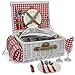 Romantic Wicker Picnic Basket for 2 Persons, Special White Washed Willow Hamper Set with Big Insulated Cooler Compartment, Picnic Blanket and Cutlery Service Kit for Thanksgiving Day