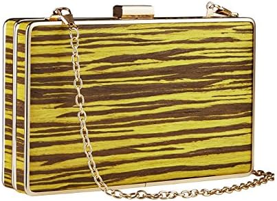 GGBAZZARA Vintage Wood grain Handbags For Womens Purse Party Clutches (yellow)