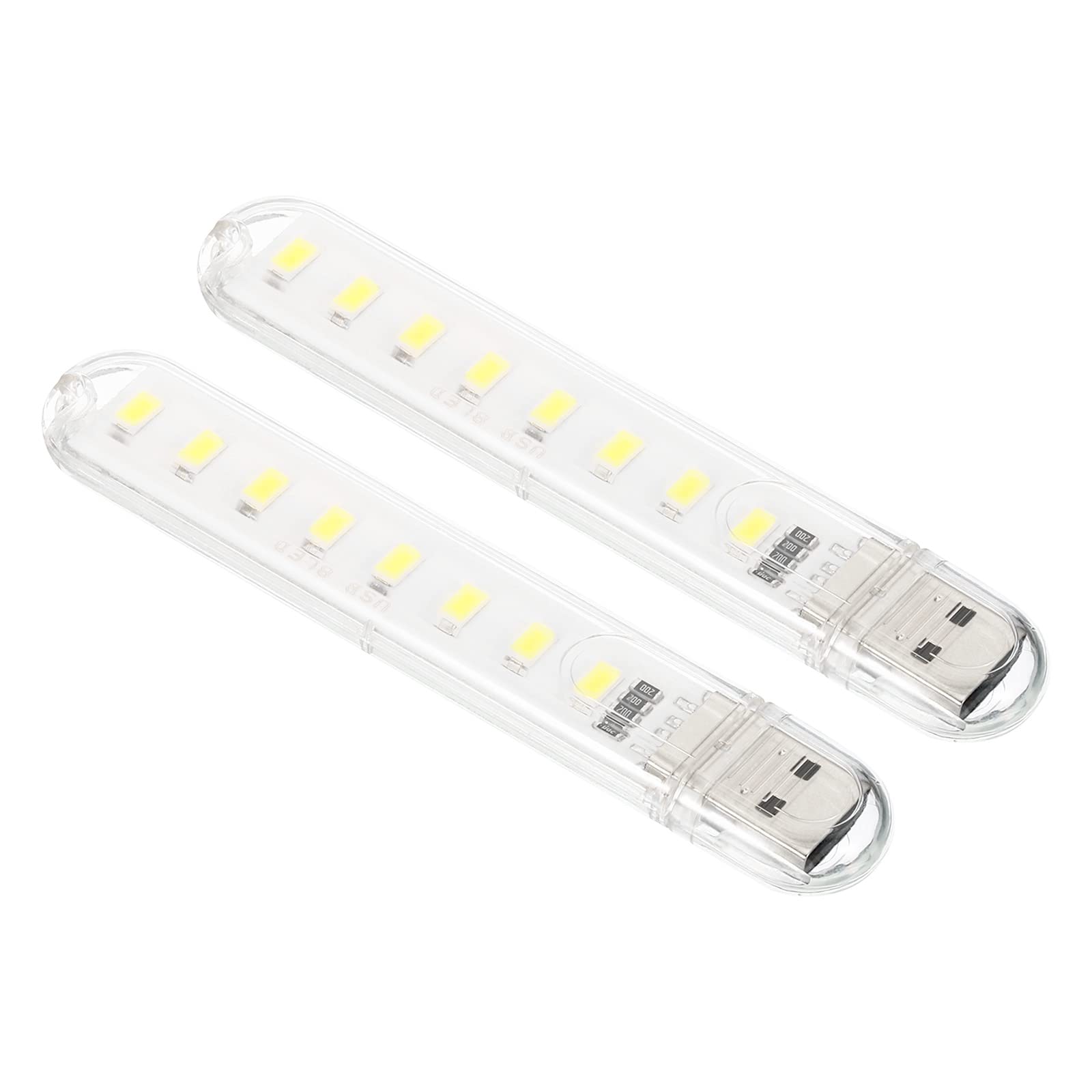 PATIKIL USB Night Light, 2 Pack Portable Plug-in Mini LED Lamp Stick 8 Beads for Home Decor Reading Sleeping Camping, White