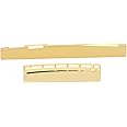 Keenso Guitar Nut and Saddle Set, Guitar Cattle Bone Saddle Metal Acoustic Brass Bone Bridge Saddle for 6 String Musical Inst