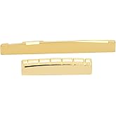 Keenso Guitar Nut and Saddle Set, Guitar Cattle Bone Saddle Metal Acoustic Brass Bone Bridge Saddle for 6 String Musical Inst