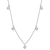 DYUNQ Moissanite Necklace for Women Sterling Silver, Station Tennis Choker Layering Bezel Set Chain, 2.5MM to 4MM Dainty Simple Adjustable 16 Inch to 18 Inch