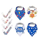 Blulu Baby Bandana Drool Bibs Gift Set with Pacifier Clips Holders