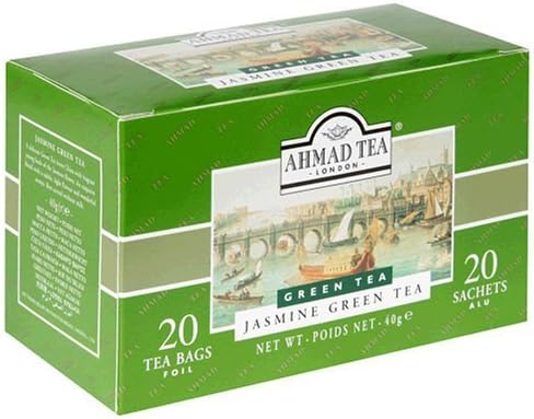 Ahmad Tea Jasmine Green Tea, Tea Bags, 20-Count Box
