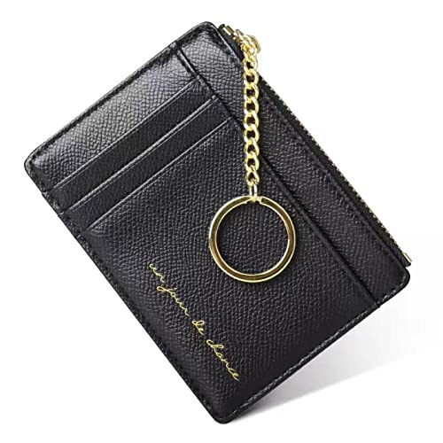 Gadom Ladies Purse, Women's Wallet RFID Blocking 8 Cards Slim Minimalist Card Holder Zipper Coin Pocket Small Change Wallet with Keyring for Cash, Cion, Card, Bill