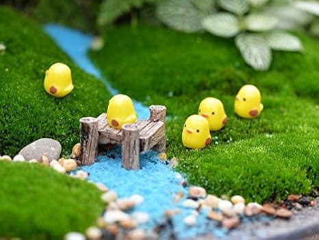 BeautyMood 10pcs Miniature Fairy Garden Herd of chickens (Yellow)