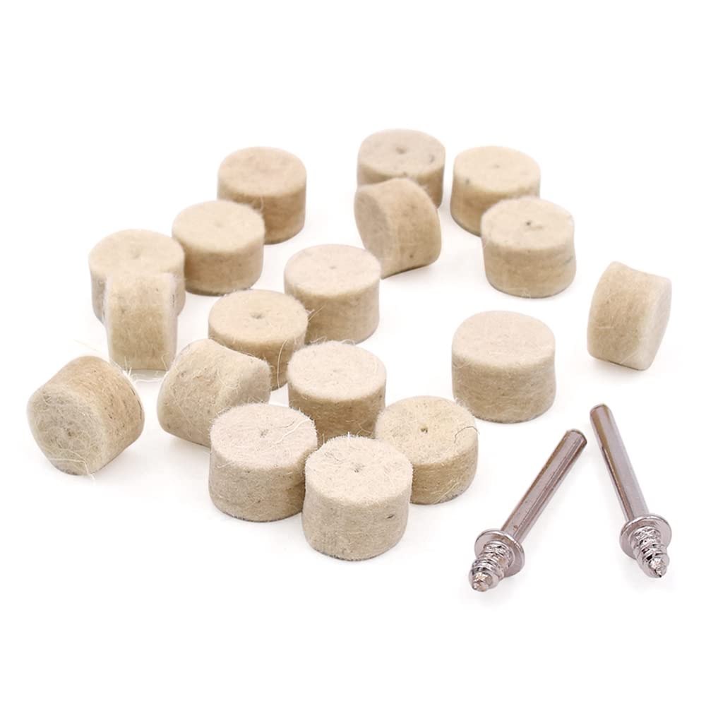 100PCS 13mm Wool Felt Polishing Pad Buffing Polishing Wheel Rotary Tool with 2PCS Shank for Dremel Accessories Rotary Drll Tool